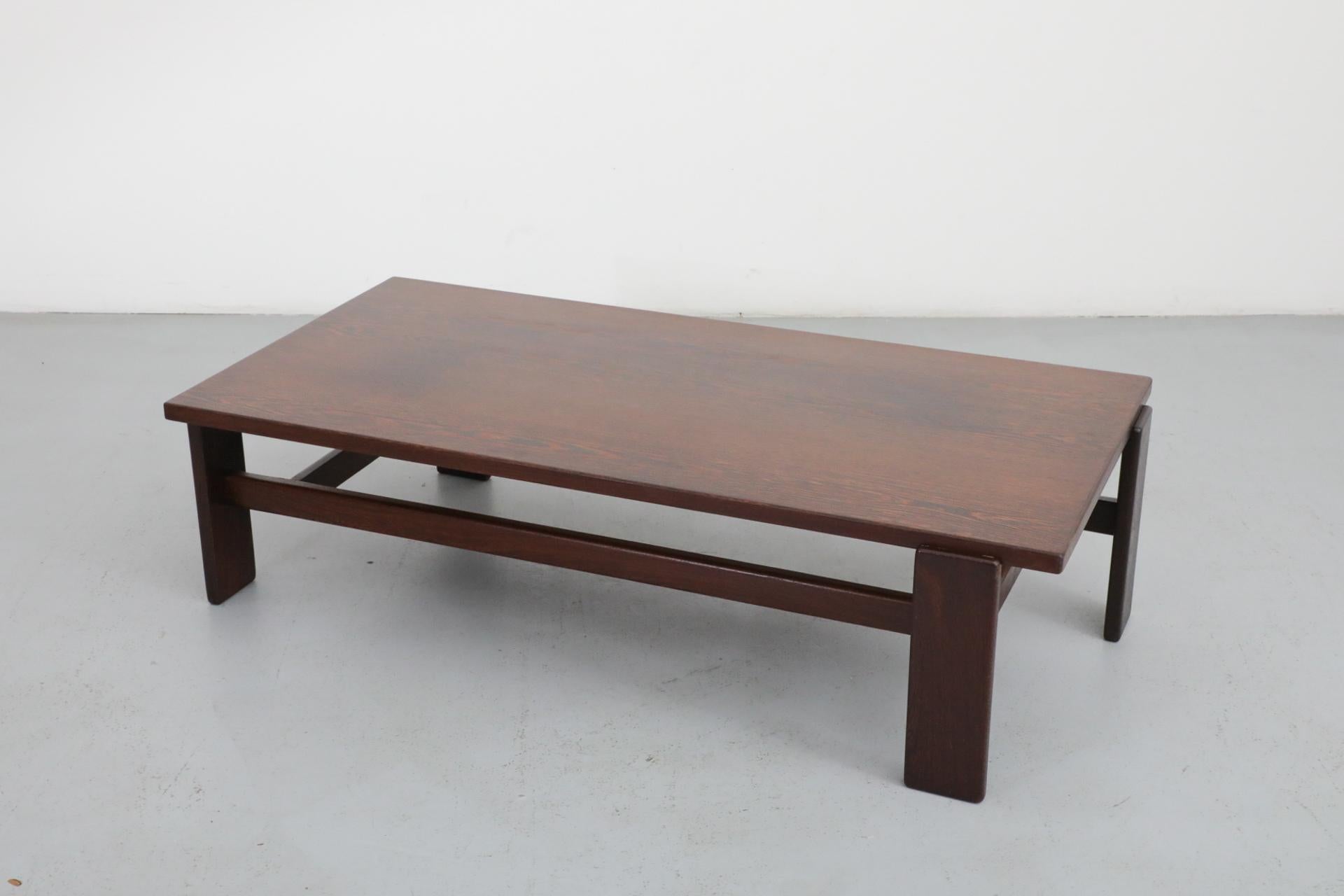 Dutch Large Mid-Century Wenge Coffee Table with Asymmetrical Legs by Martin Visser