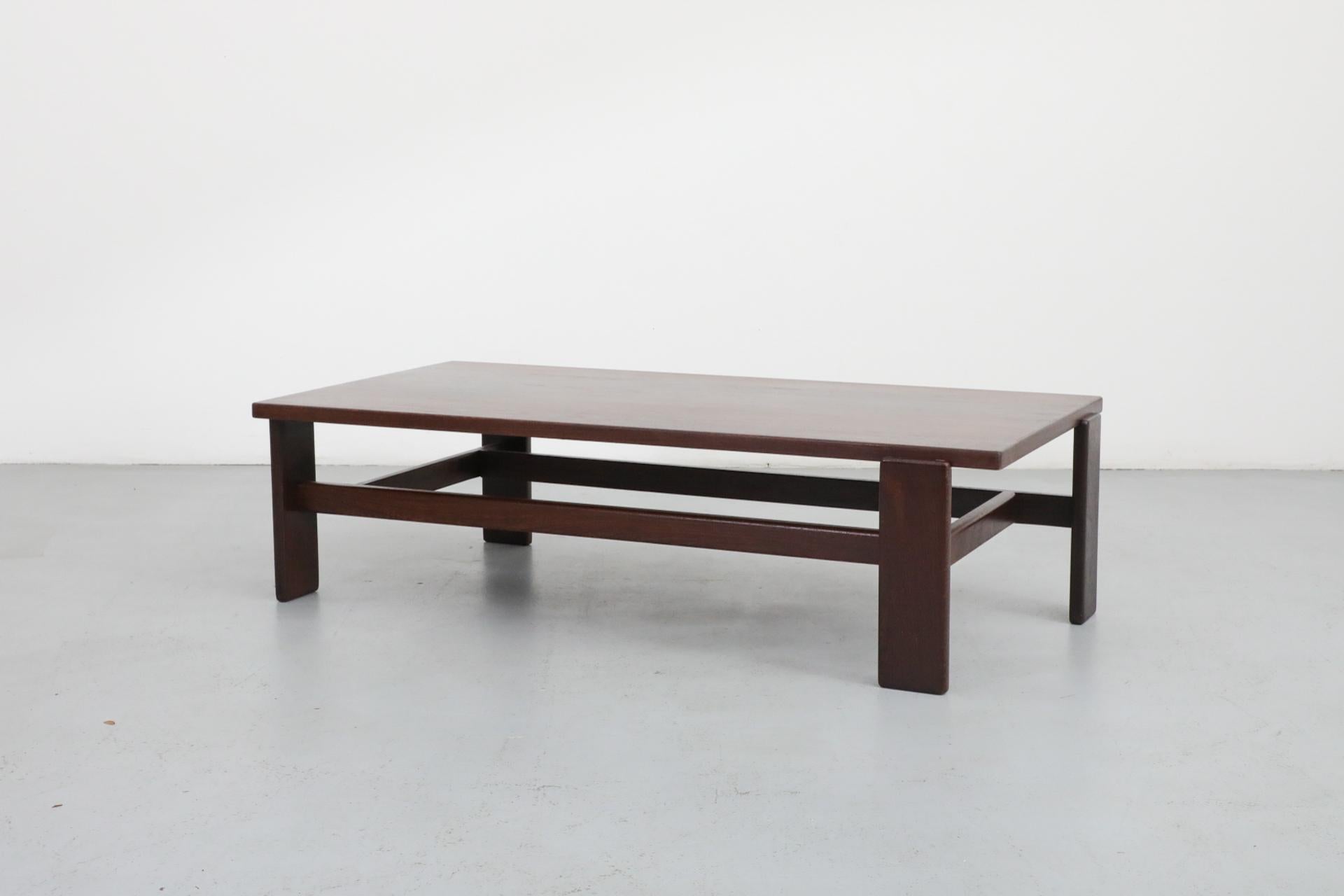 Large Mid-Century Wenge Coffee Table with Asymmetrical Legs by Martin Visser In Good Condition In Los Angeles, CA