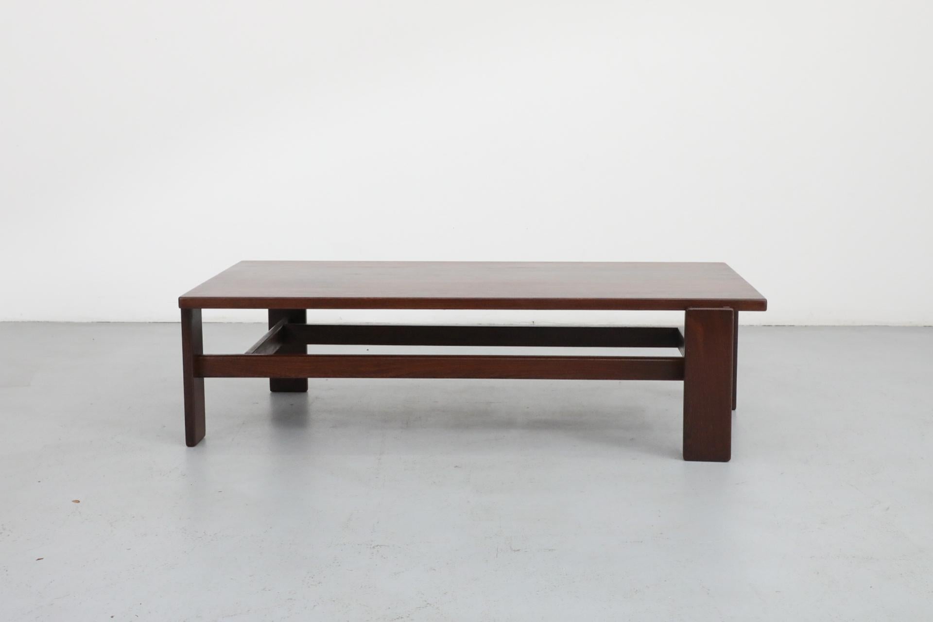 20th Century Large Mid-Century Wenge Coffee Table with Asymmetrical Legs by Martin Visser