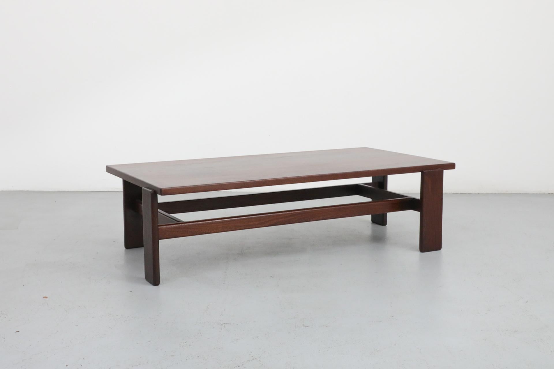 Large Mid-Century Wenge Coffee Table with Asymmetrical Legs by Martin Visser 1
