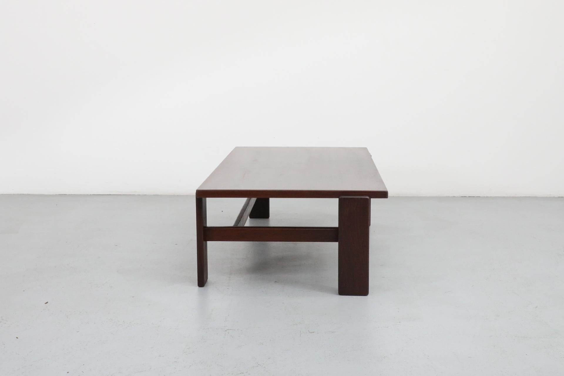 Large Mid-Century Wenge Coffee Table with Asymmetrical Legs by Martin Visser 2