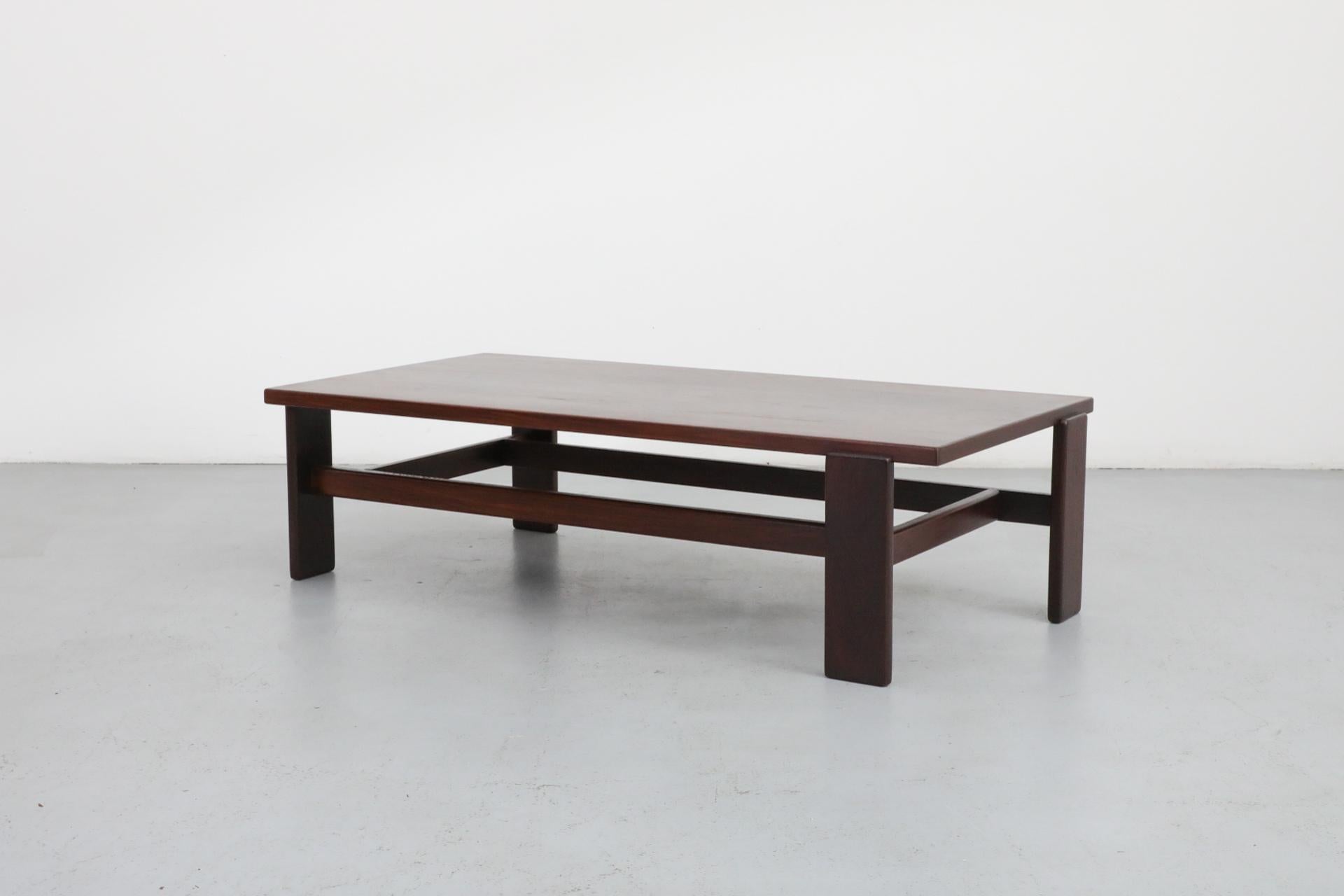 Large Mid-Century Wenge Coffee Table with Asymmetrical Legs by Martin Visser 3