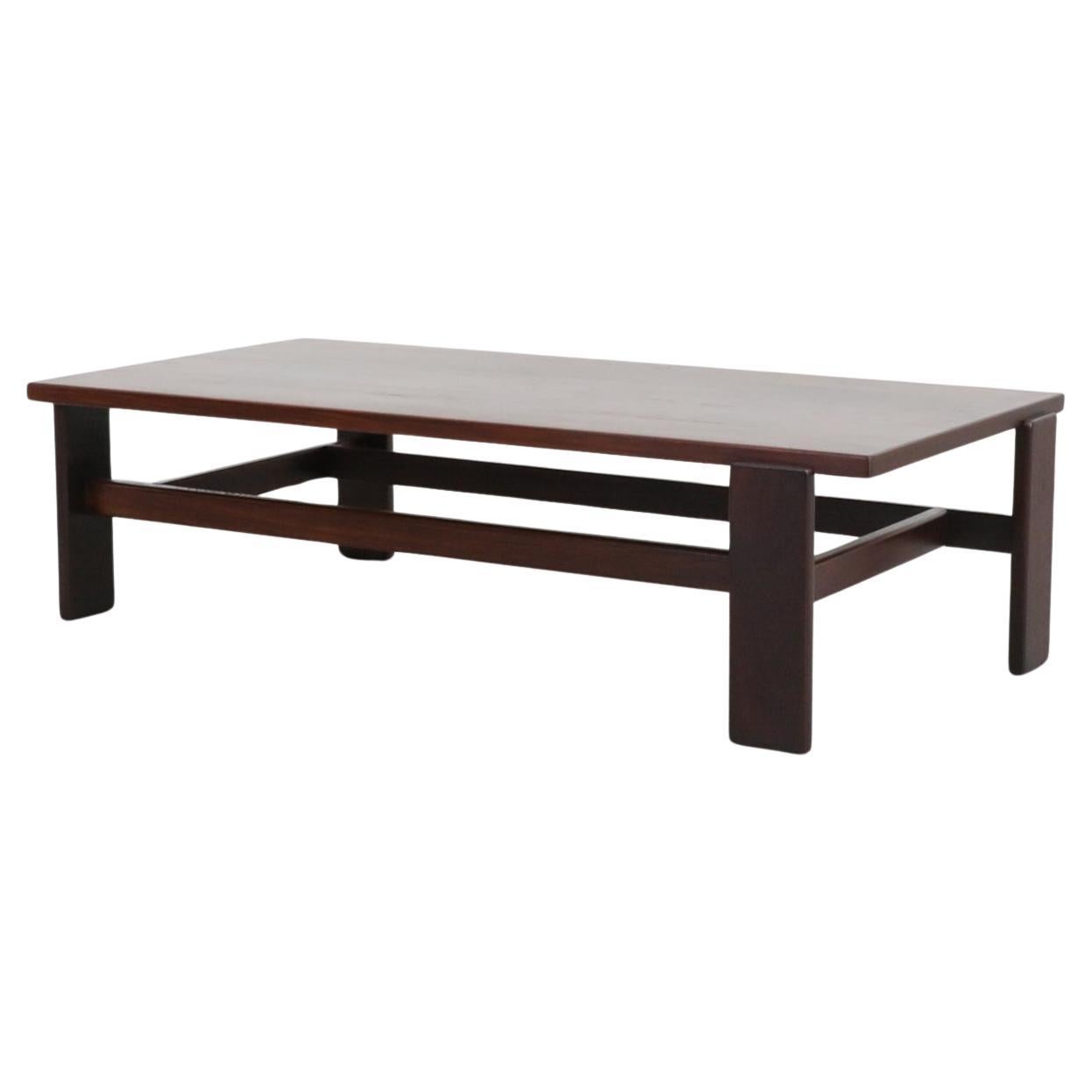 Large Mid-Century Wenge Coffee Table with Asymmetrical Legs by Martin Visser
