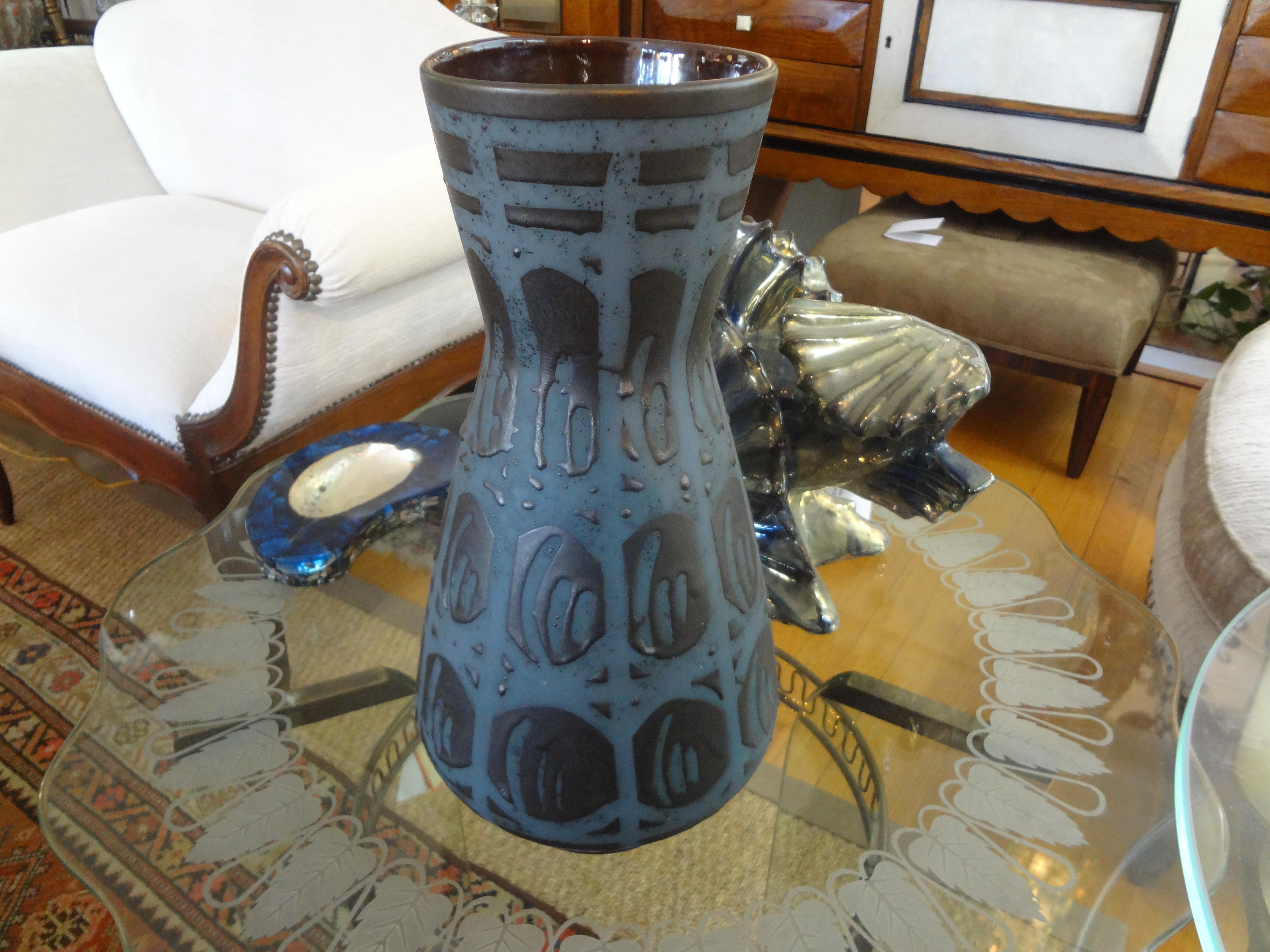 Mid-Century Modern Large Midcentury West German Matte Glazed Ceramic Vase For Sale