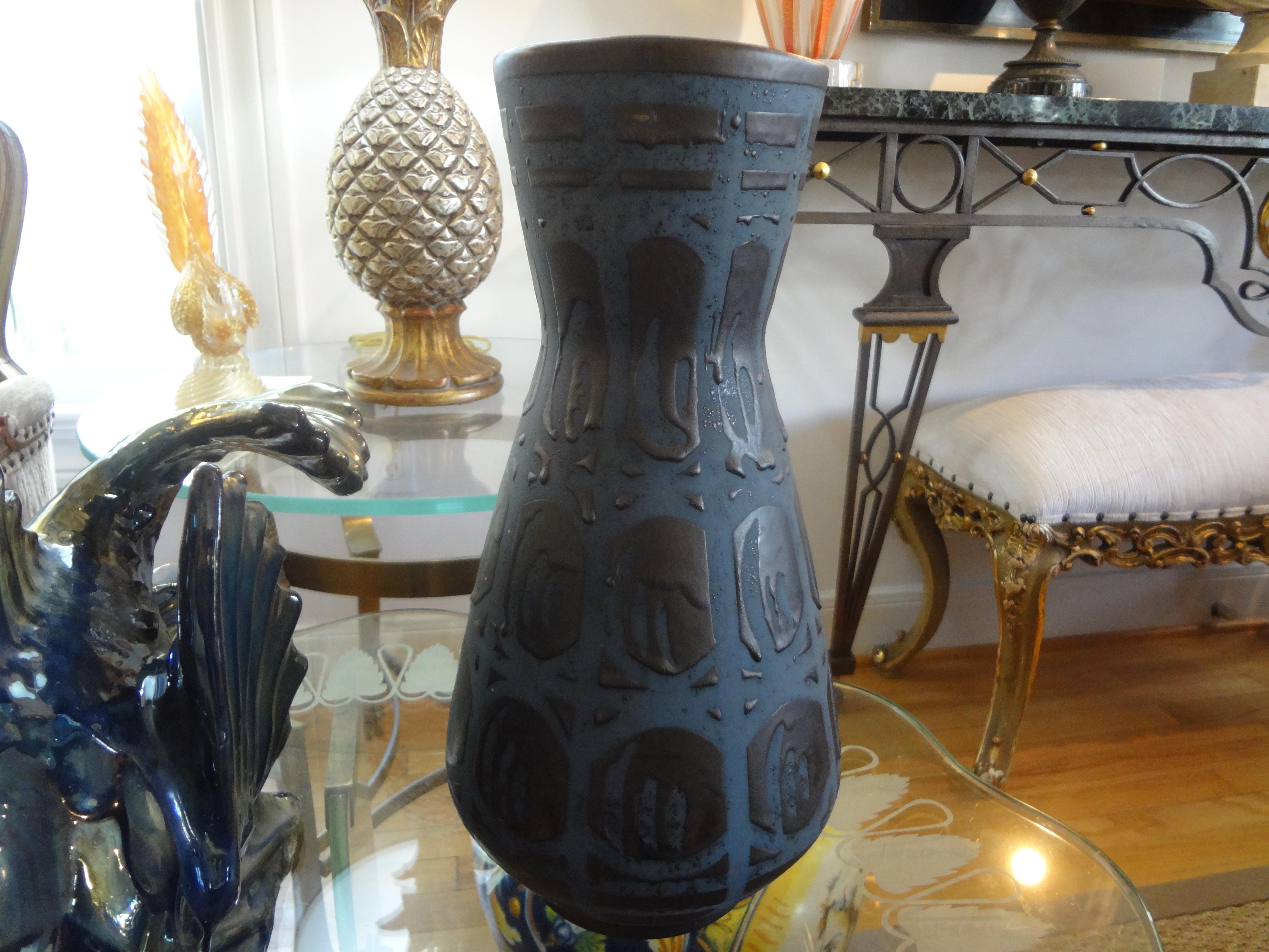 Large Midcentury West German Matte Glazed Ceramic Vase In Good Condition For Sale In Houston, TX