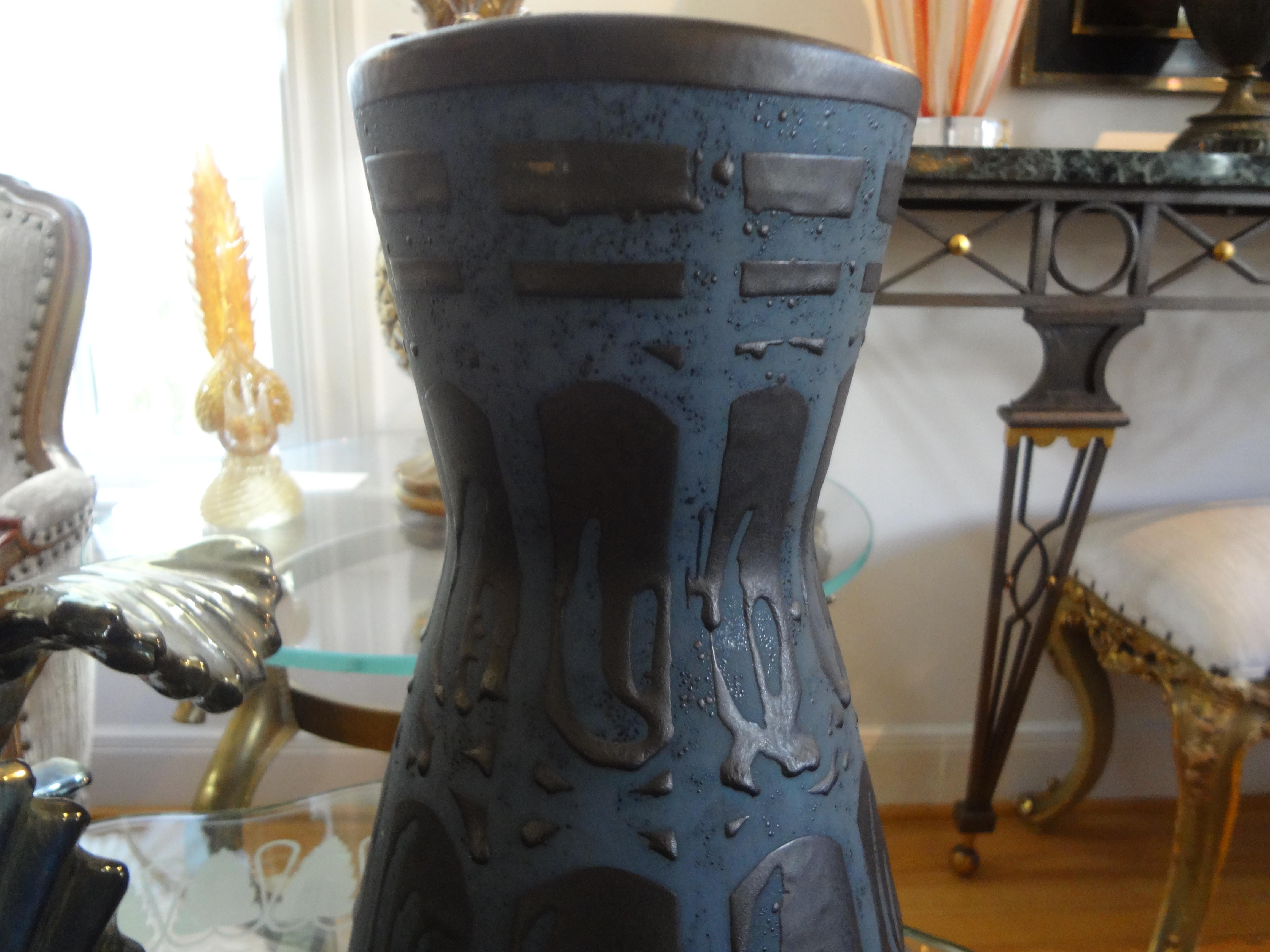 Large Midcentury West German Matte Glazed Ceramic Vase For Sale 1