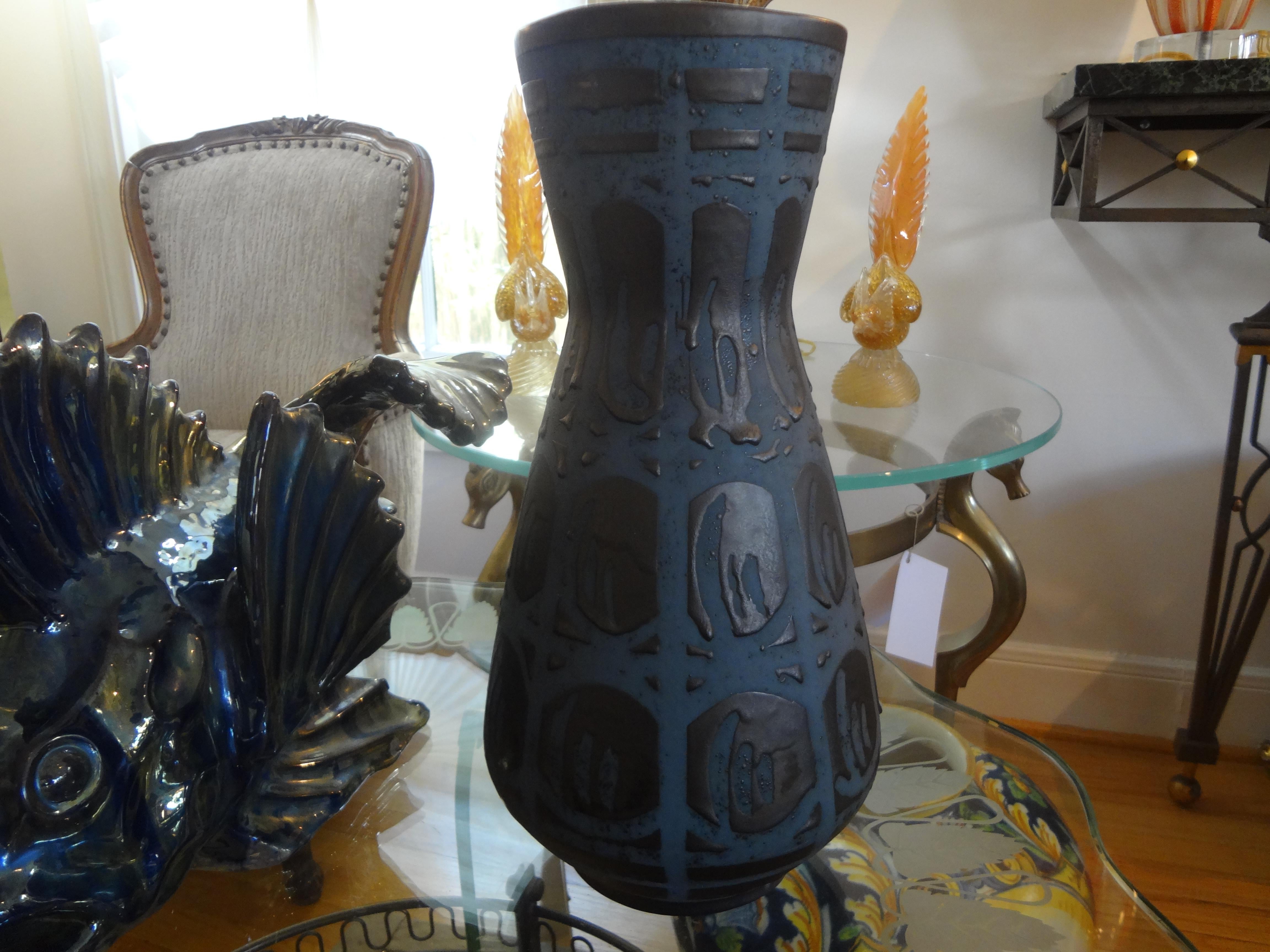 Large Midcentury West German Matte Glazed Ceramic Vase For Sale 4
