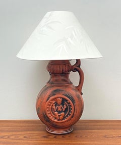 Large Mid century West German orange figural pottery lamp