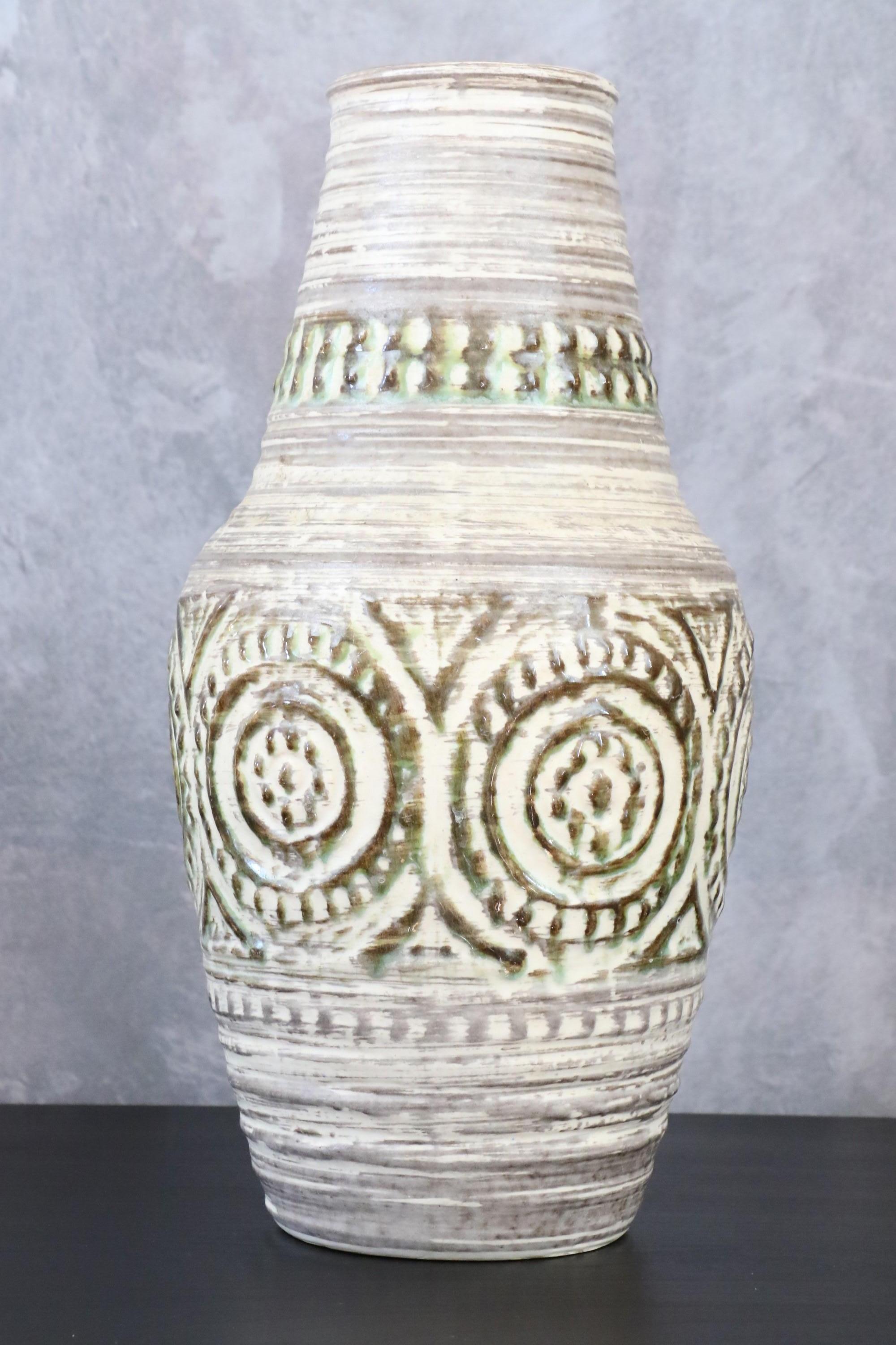 Enameled Large Mid-Century West Germany Vase 116 Grey Ceramic Vase, 1950s