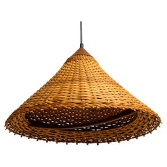 Large Mid Century Wicker Ceiling Lamp Temde Switzerland