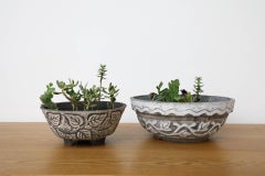 Large Mid-Century Willy Guhl Style Cement Planter with Ivy Pattern