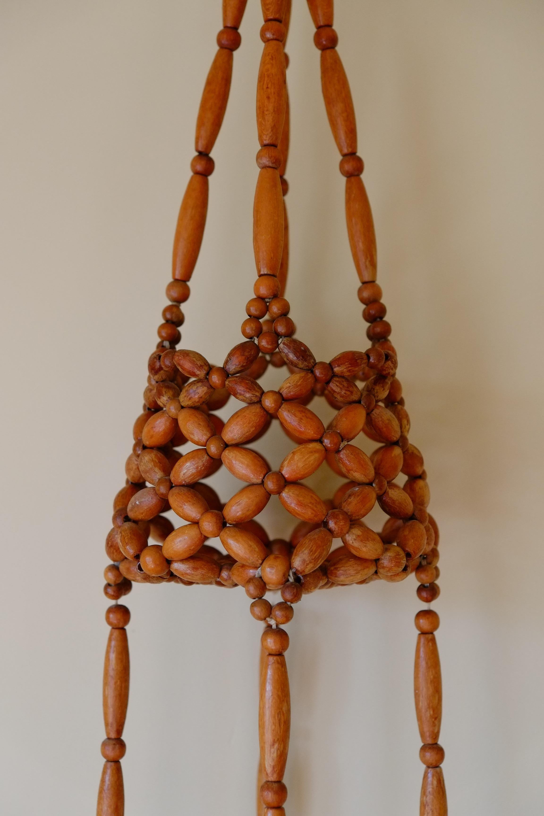 Late 20th Century Rare Large Midcentury Beaded Plant Hanger / Hanging Planter For Sale