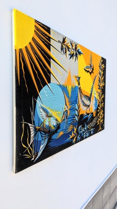 Large Mid-Century Wool Tapestry "Phoebus" by Roga, France, 1960s