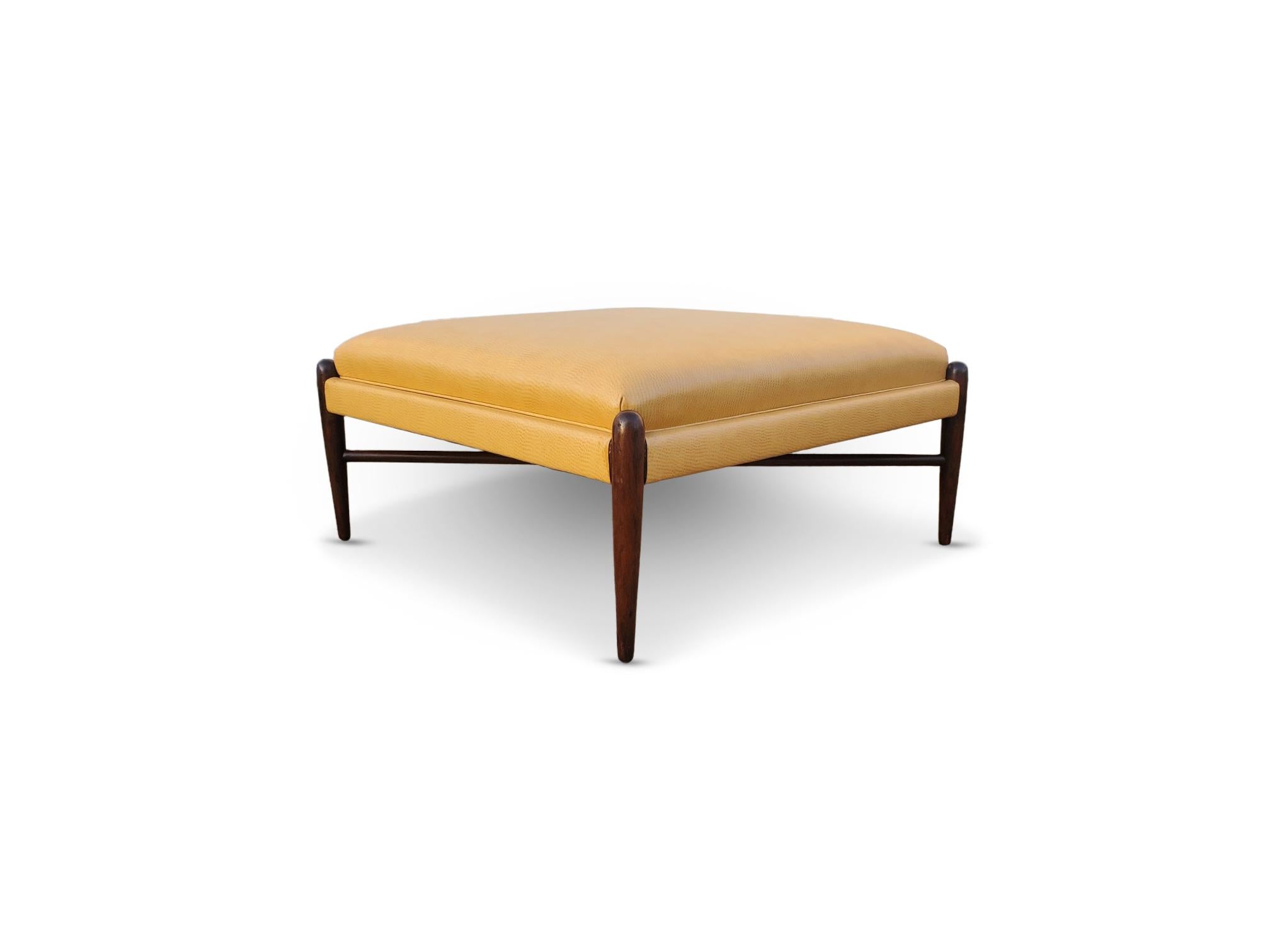 Upholstery Large Mid-Century ' X ' Stretcher Base Ottoman  For Sale