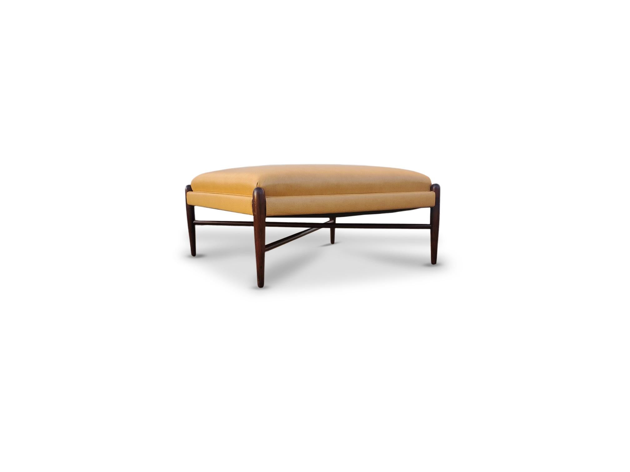 Large Mid-Century ' X ' Stretcher Base Ottoman  For Sale 2