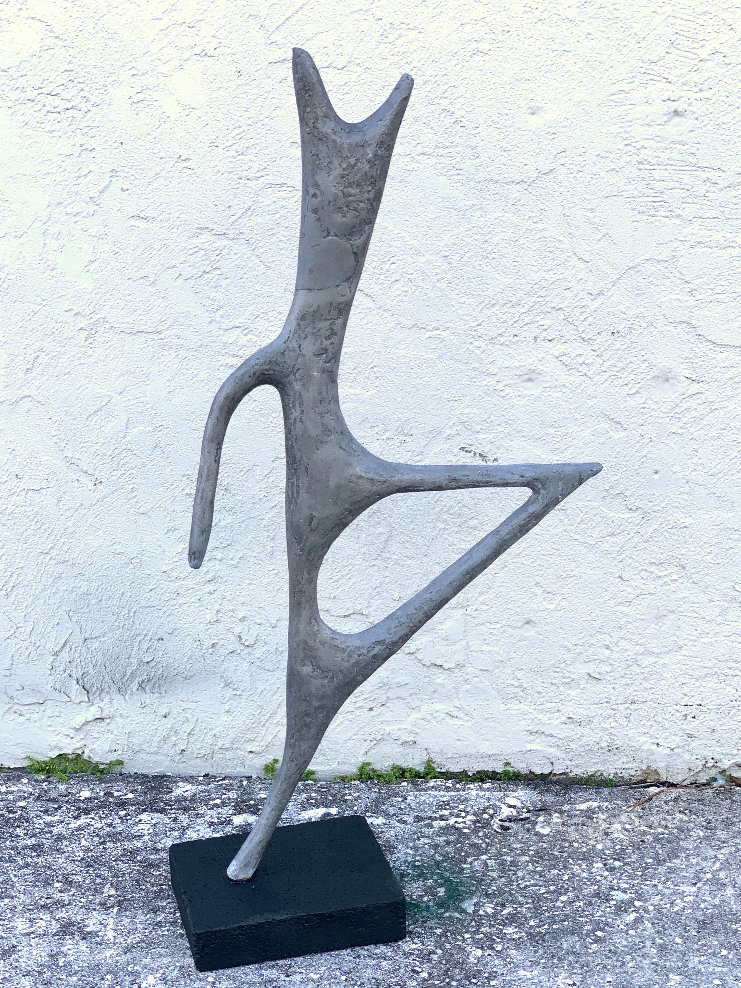 Mid-Century Modern Large Midcentury Zinc Abstract Garden Statue by JH Zimmerman, 1962