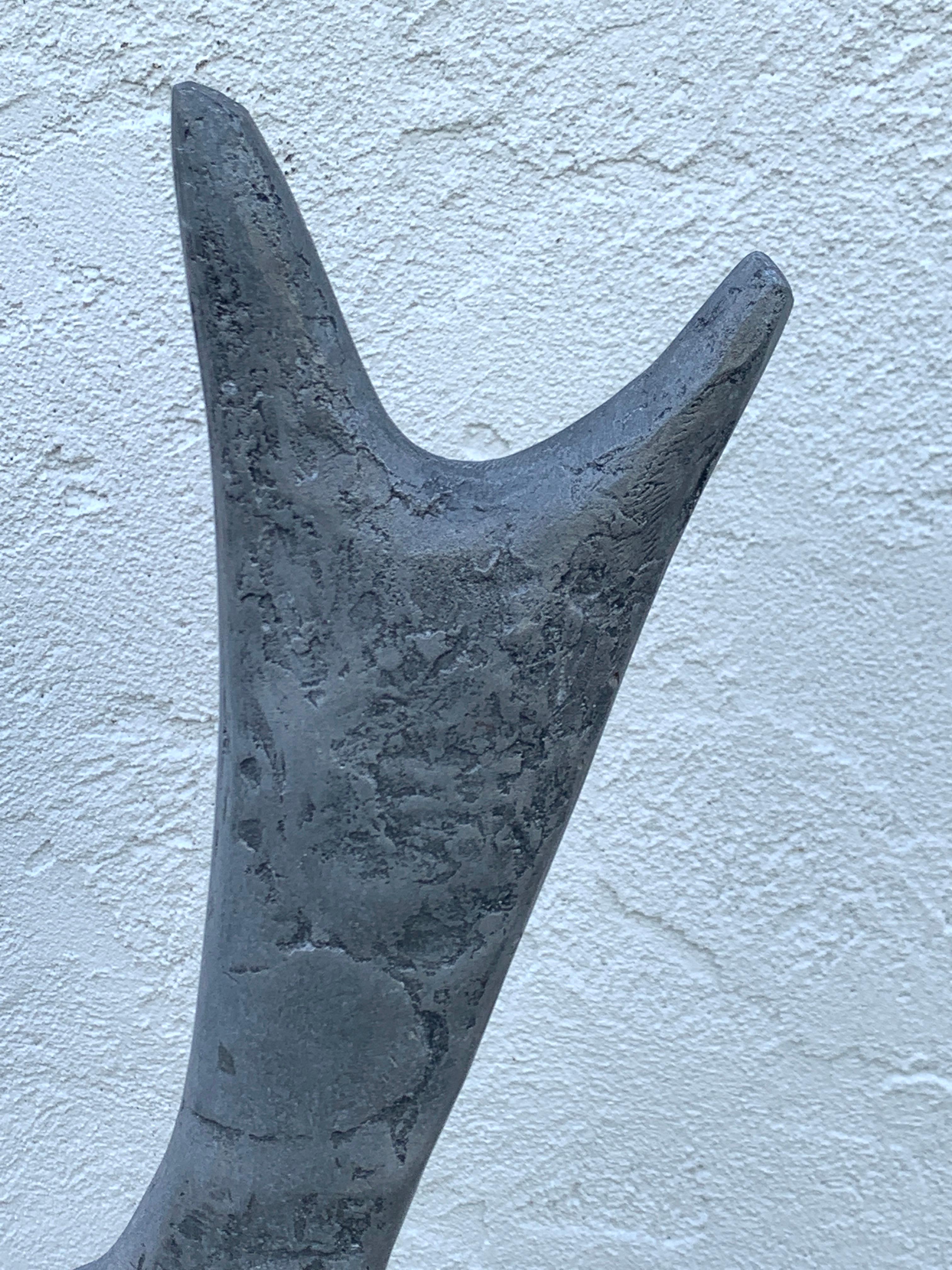 American Large Midcentury Zinc Abstract Garden Statue by JH Zimmerman, 1962