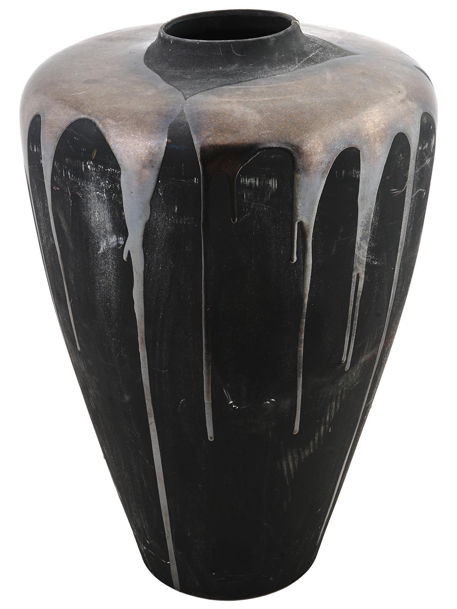 Late 20th Century Large Mid-Centuyr Modern Iridescent Glazed Terracotta Vase For Sale
