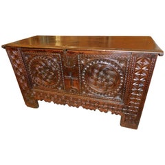 Large Mid-Late 17th Century Spanish Basque Arms Chest, Cherry and Chestnut