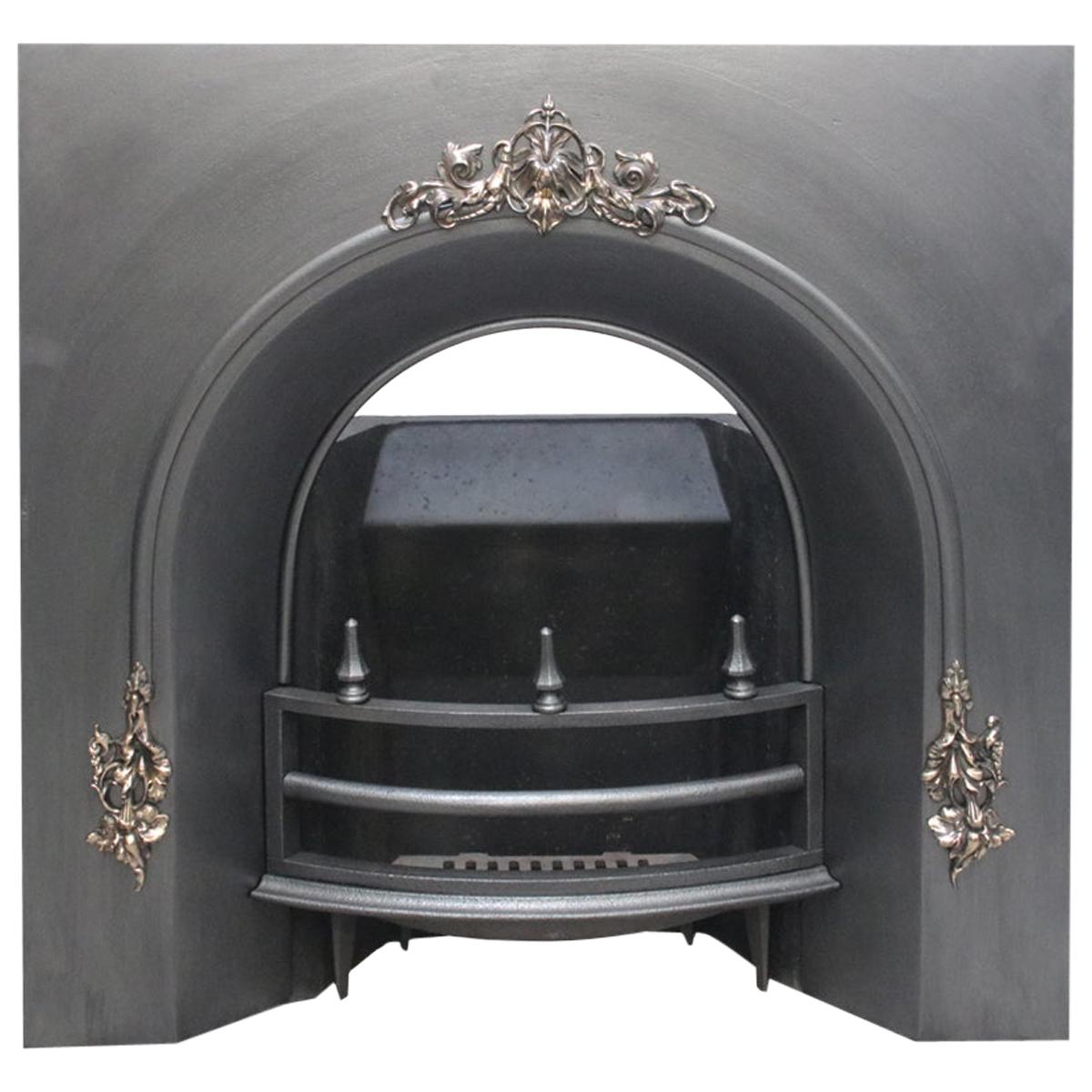 Large Mid Victorian Cast Iron Arched Fireplace Insert