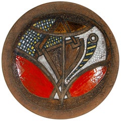 Large Midcentury 1960s Swedish Ceramic Charger by Marian Zawadzki for Tilgmans