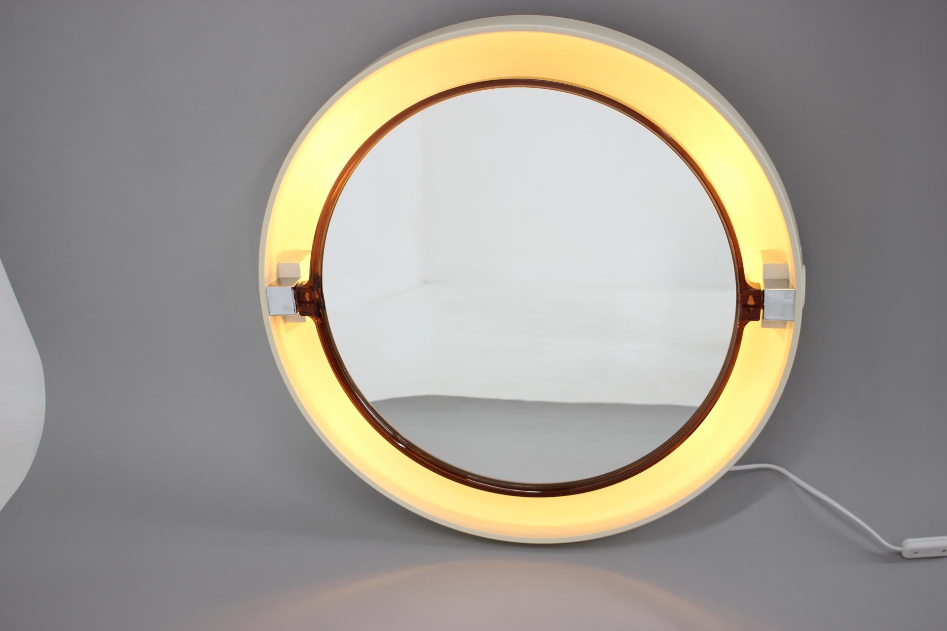 Large Midcentury Backlit Mirror Allibert, Italy, 1970s For Sale 5