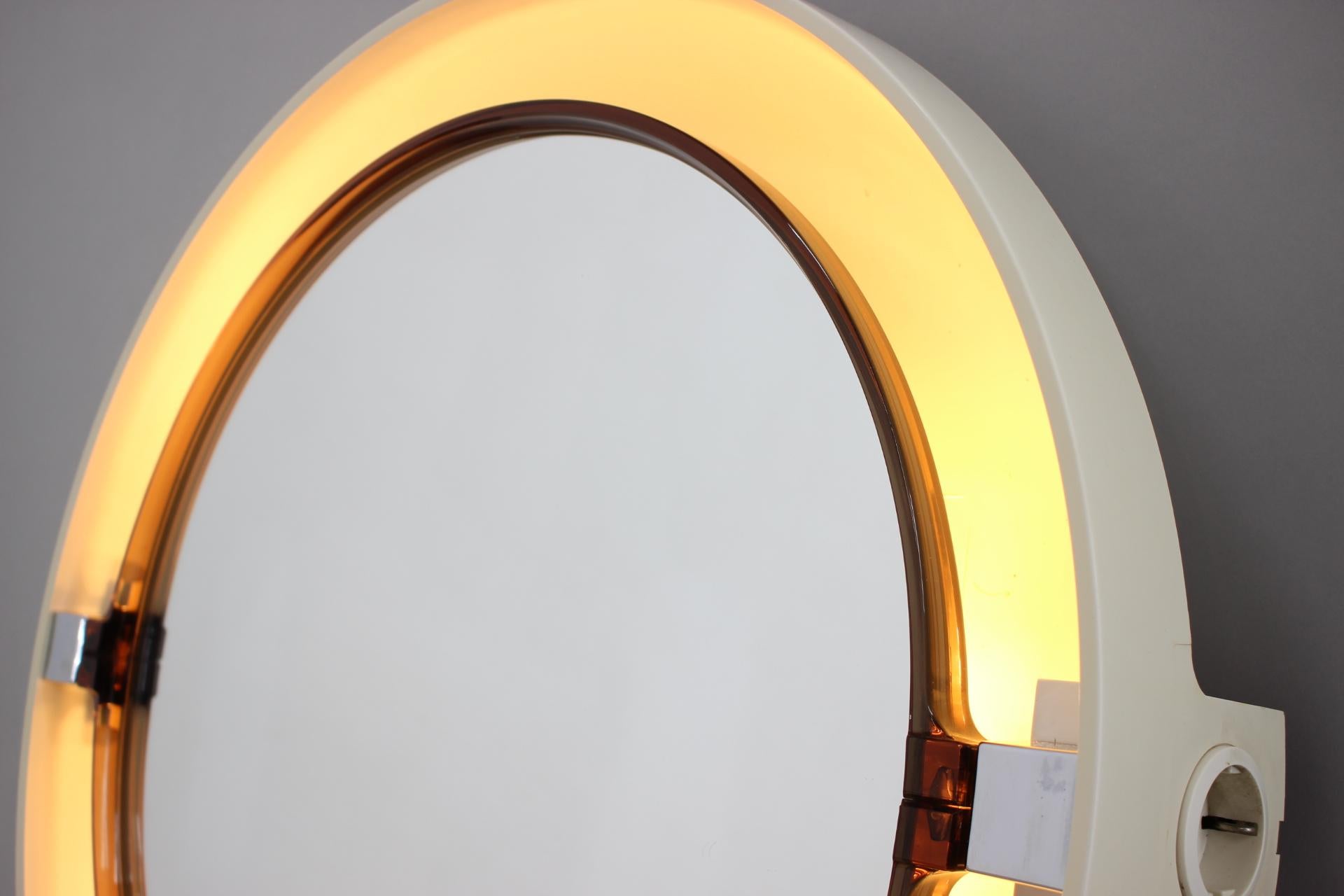 Large Midcentury Backlit Mirror Allibert, Italy, 1970s For Sale 7