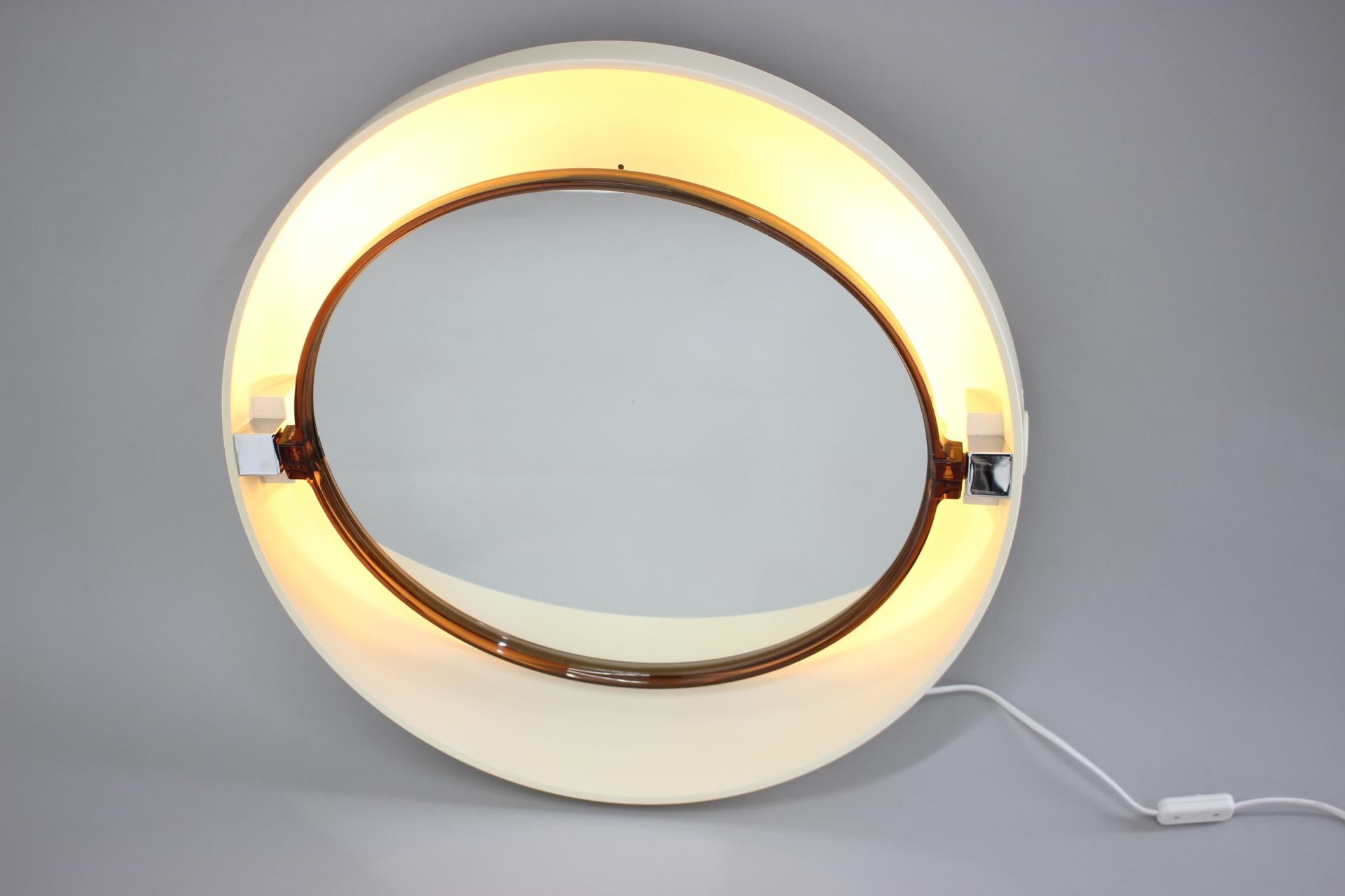 Large Midcentury Backlit Mirror Allibert, Italy, 1970s For Sale 8