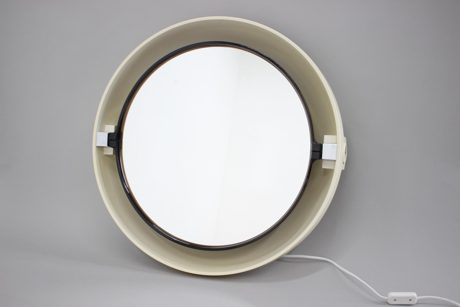 Late 20th Century Large Midcentury Backlit Mirror Allibert, Italy, 1970s For Sale