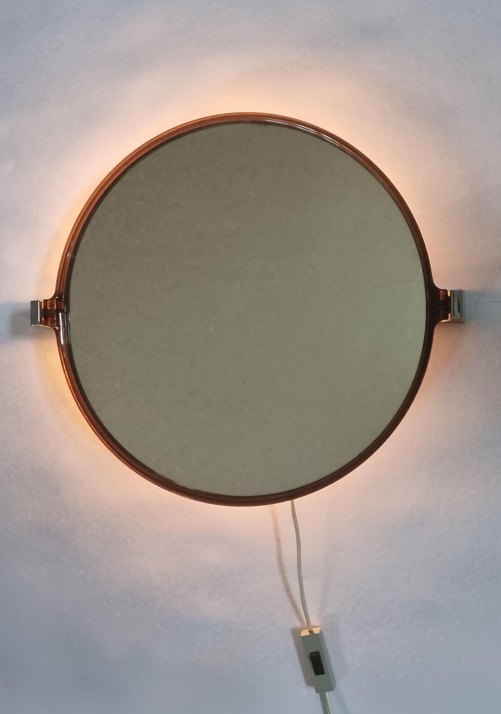 Late 20th Century Large Mid-Century Backlit Mirror Italy, 1970s