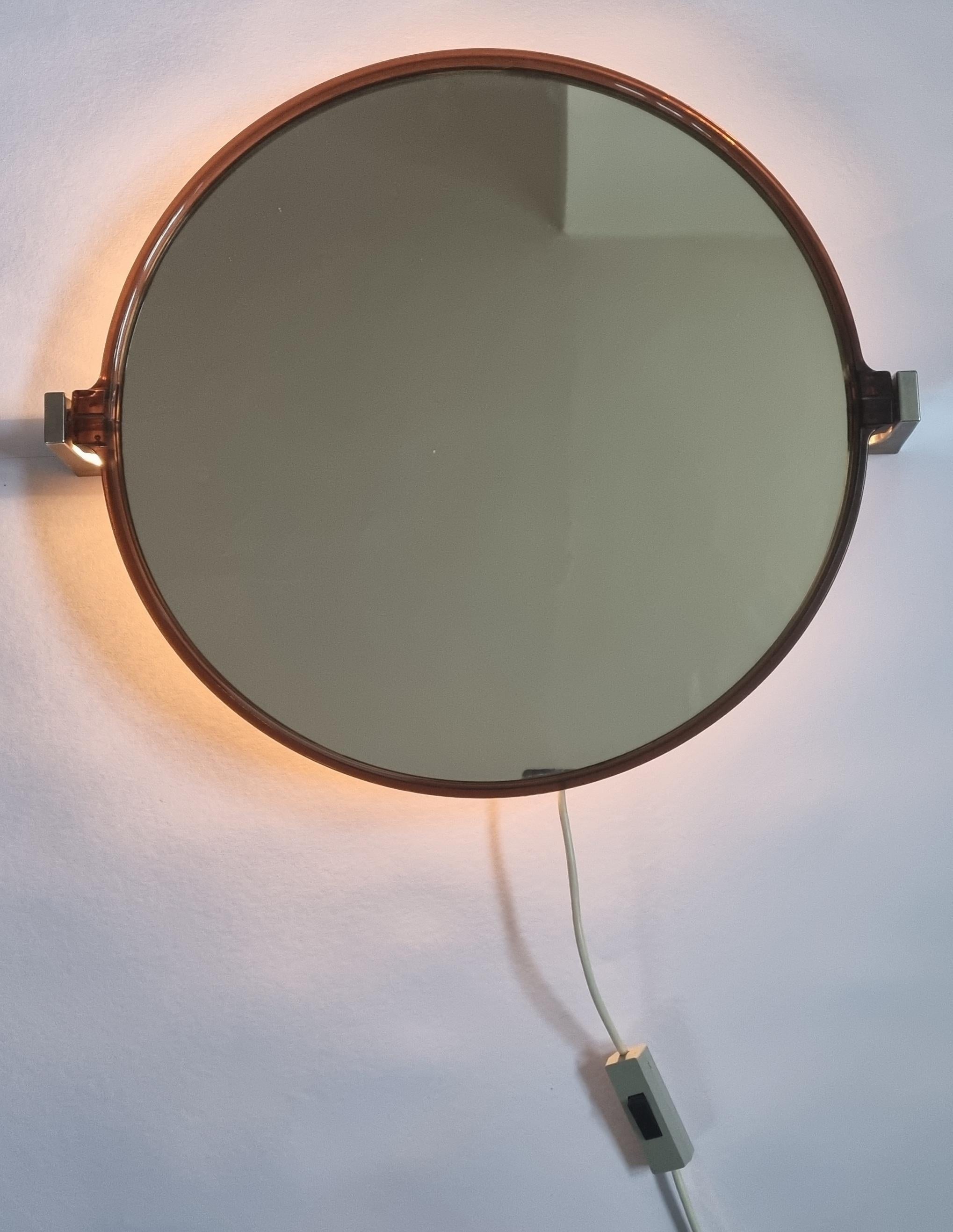 Large Mid-Century Backlit Mirror Italy, 1970s 2