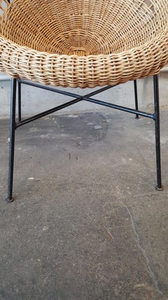 Large Midcentury Basket Armchair
