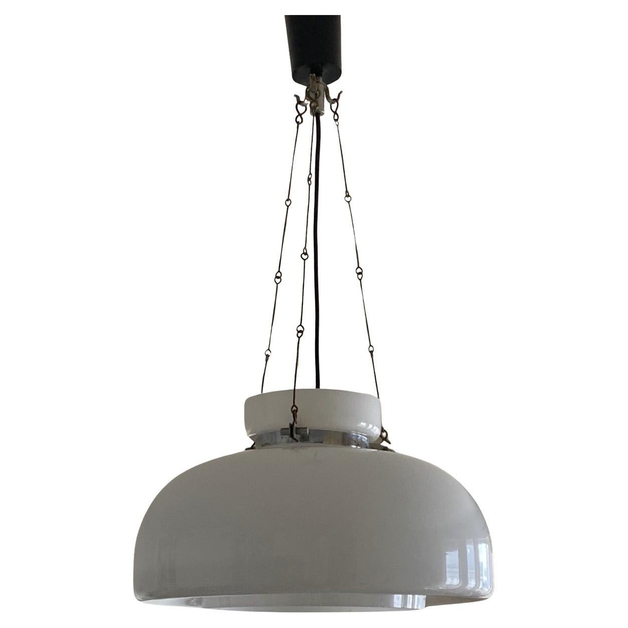 Mid-Century Modern Large Midcentury Bauhaus Opaline Glass Pendant, Lantern, Germany, 1940-1949 For Sale