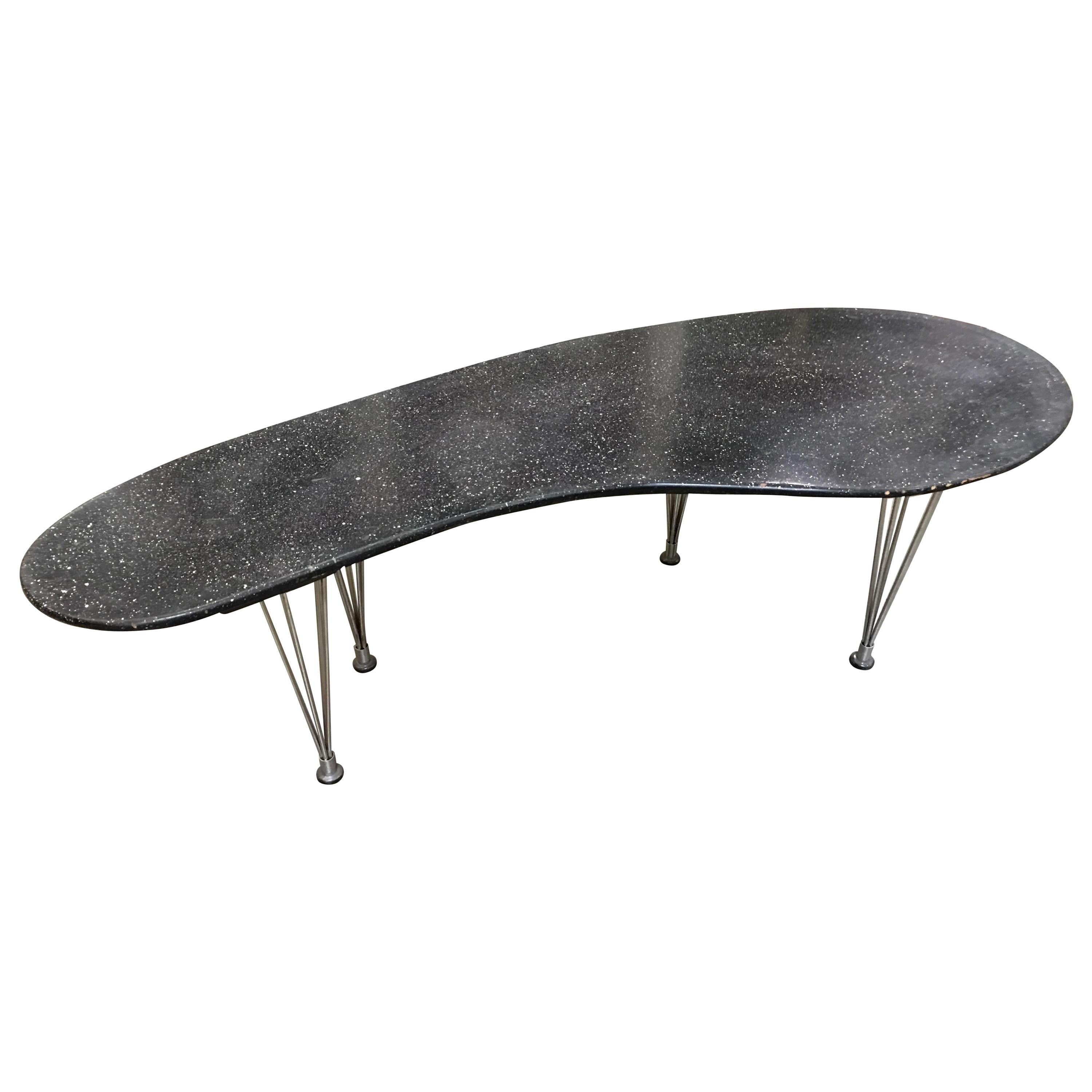 Large 67" Mid-Century Bruno Mathsson Biomorphic Coffee Table w/ Wire Spoke Legs For Sale