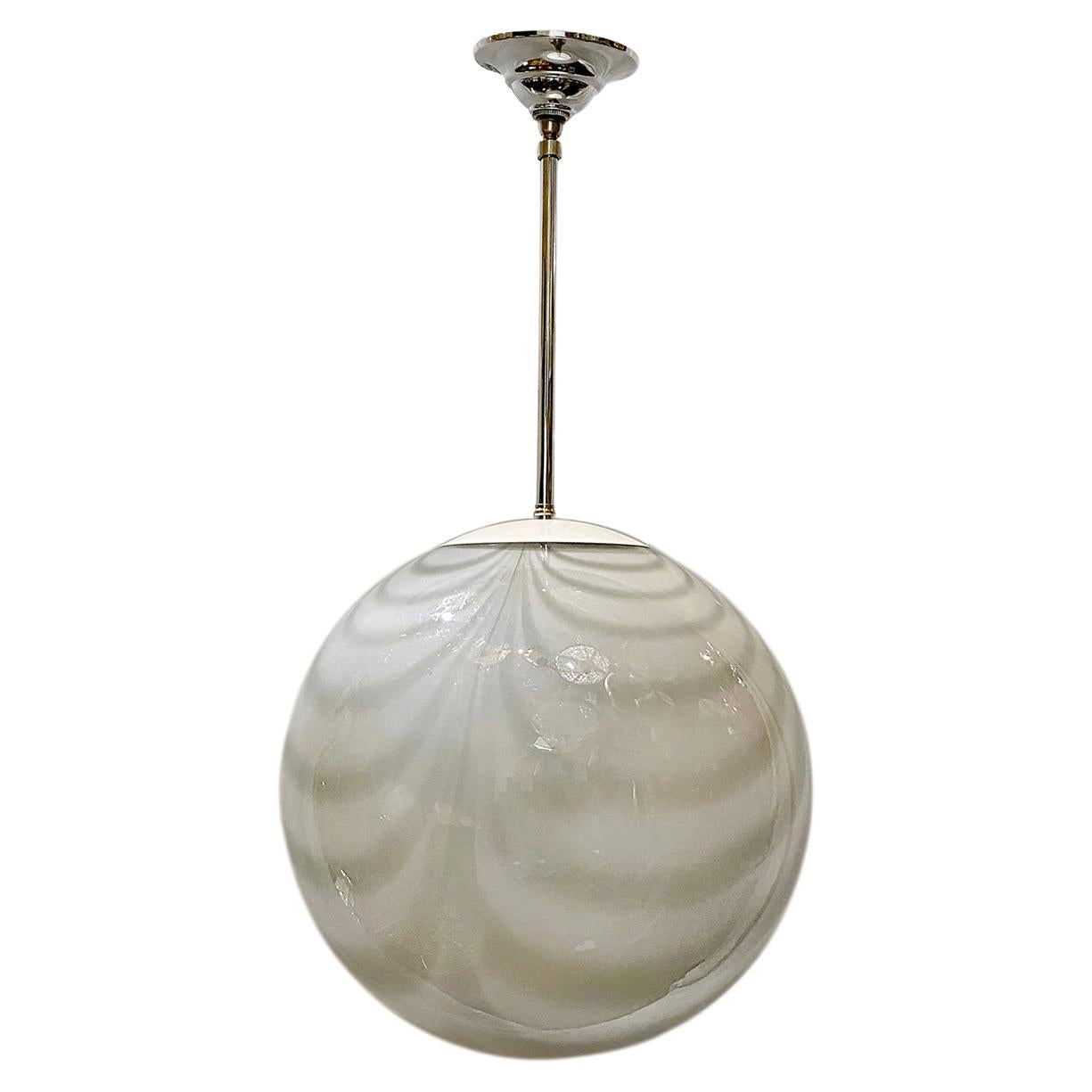 Large Midcentury Blown Glass Light Fixture For Sale