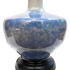 Large Midcentury Blue Ceramic Lamp