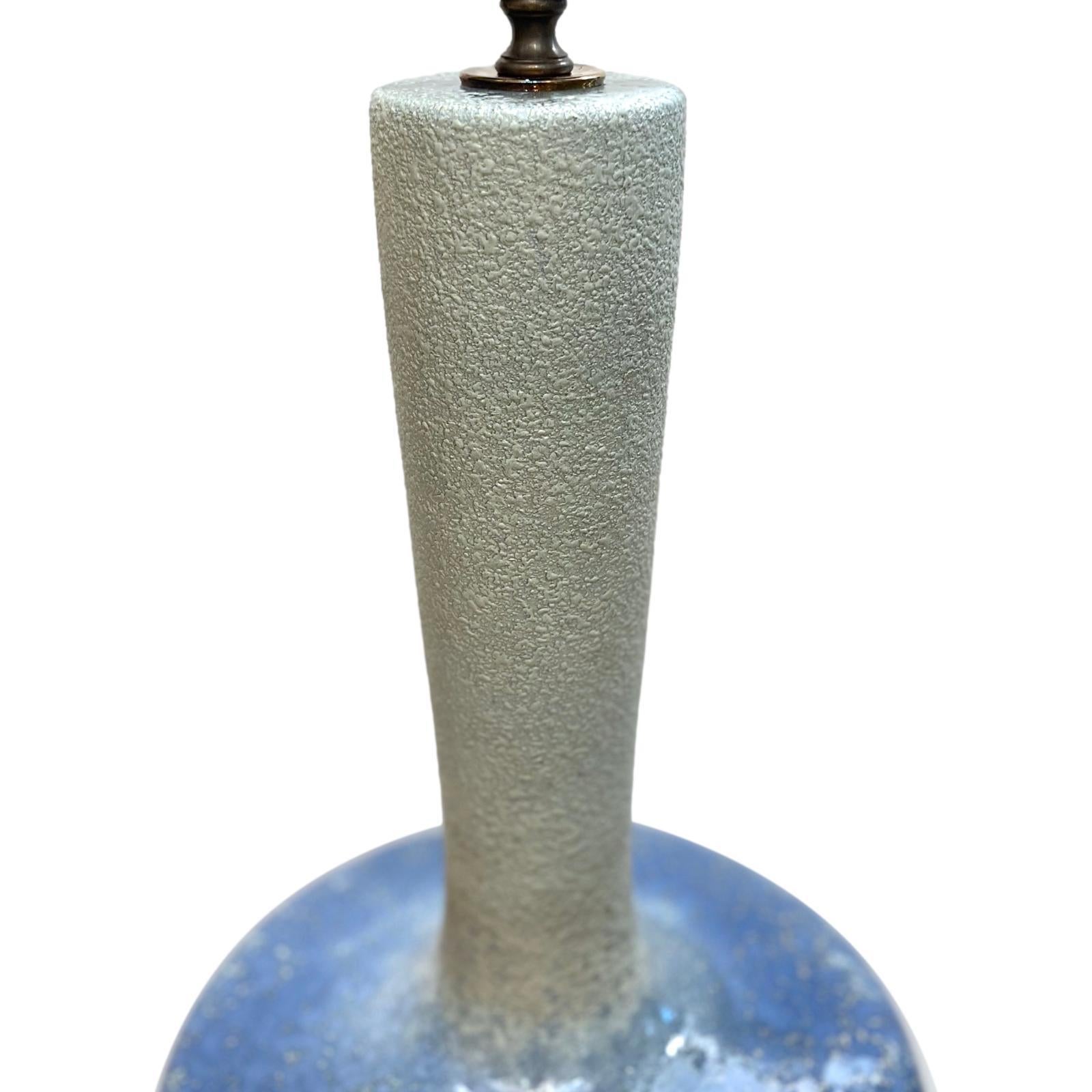 Large Midcentury Blue Ceramic Lamp For Sale 1