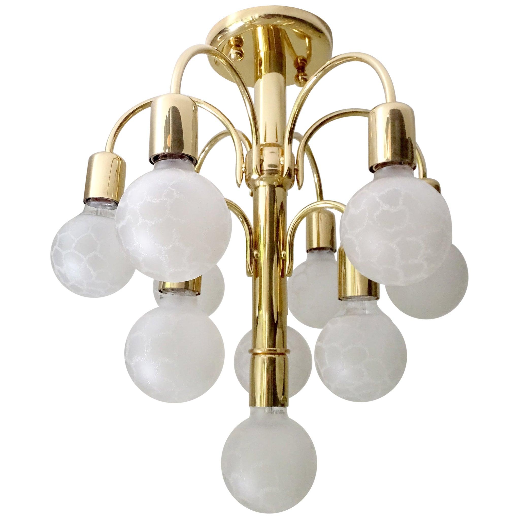 1970s Sciolari Style Pendant Lamp, Brass For Sale
