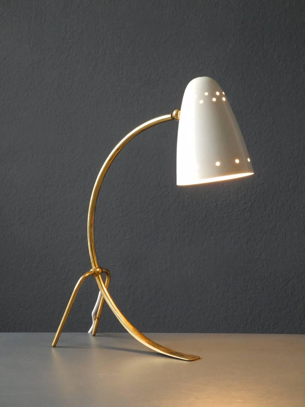 Mid-20th Century Large Midcentury Brass Metal Table Lamp by J. T. Kalmar Wien Made in Austria