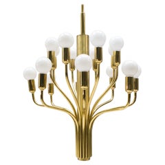 Large Midcentury Brass Pendant Sputnik Lamp, Germany, 1970s
