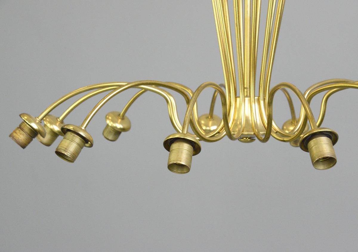 Mid-Century Modern Large Midcentury Brass Spider Chandelier, circa 1950s