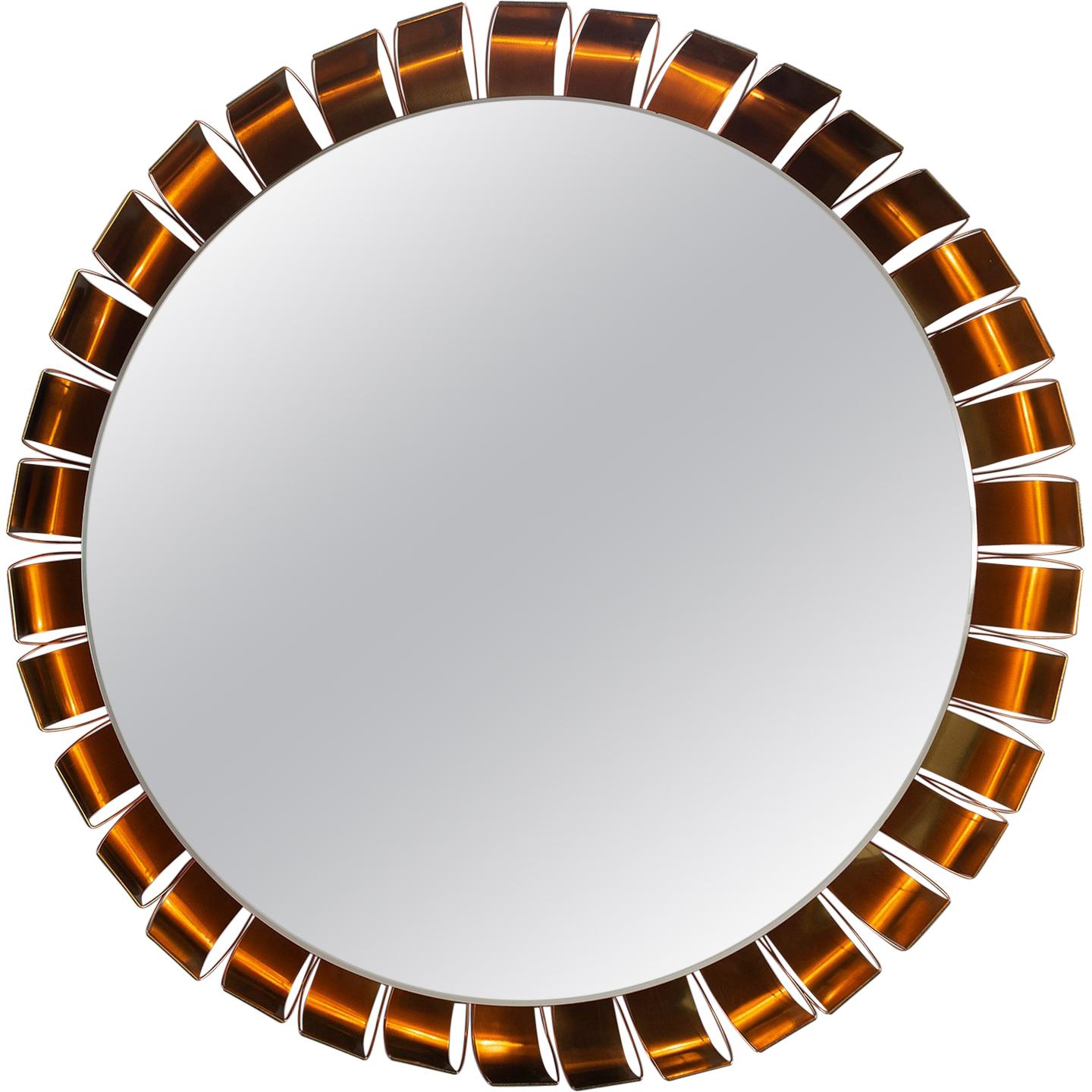 Large Midcentury Bronze Frame Back Lit Mirror
