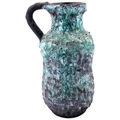 Large Midcentury Brutalist Pitcher in Lava Glaze