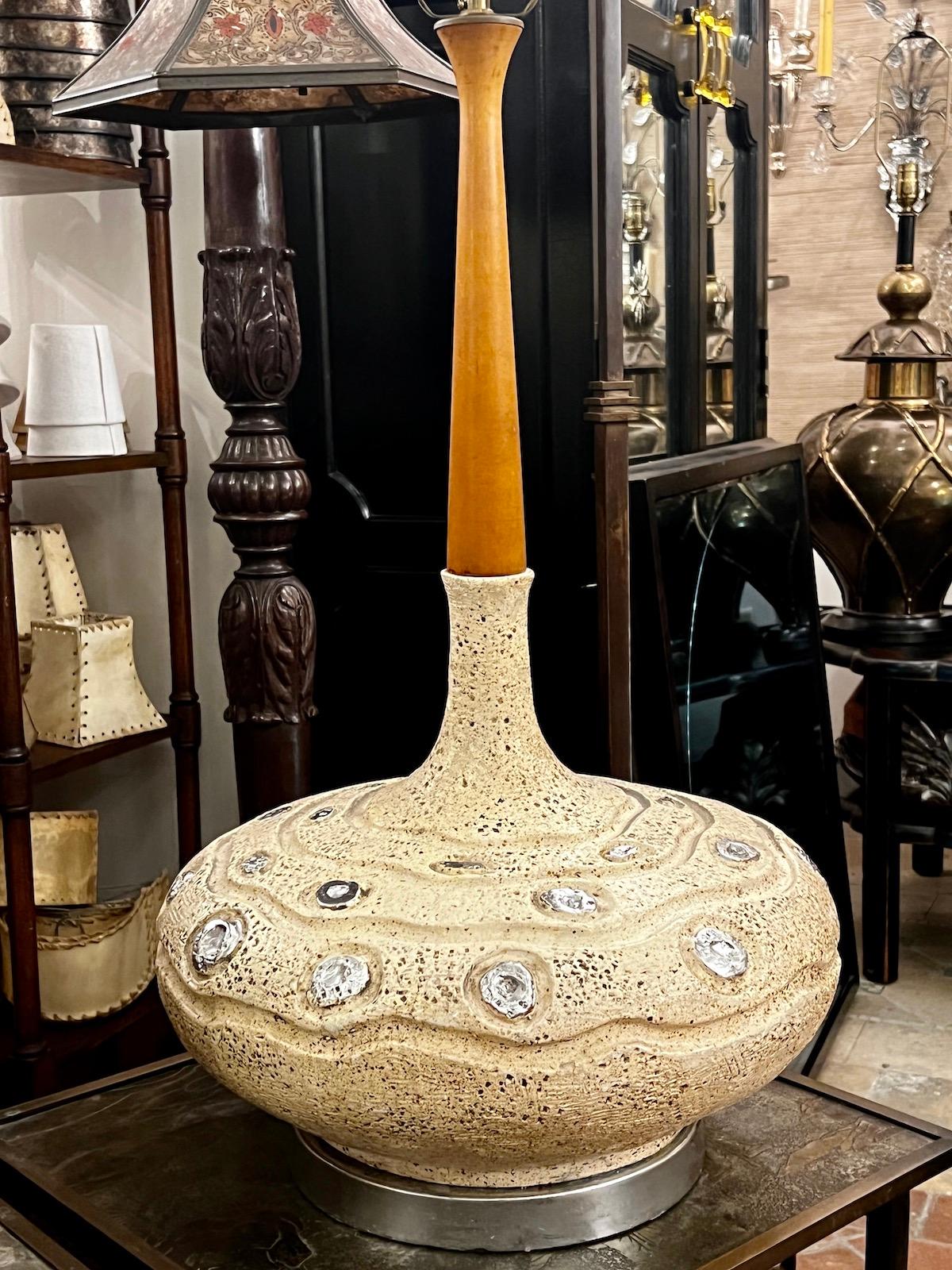 Ceramic Large Midcentury Brutalist Table Lamp For Sale