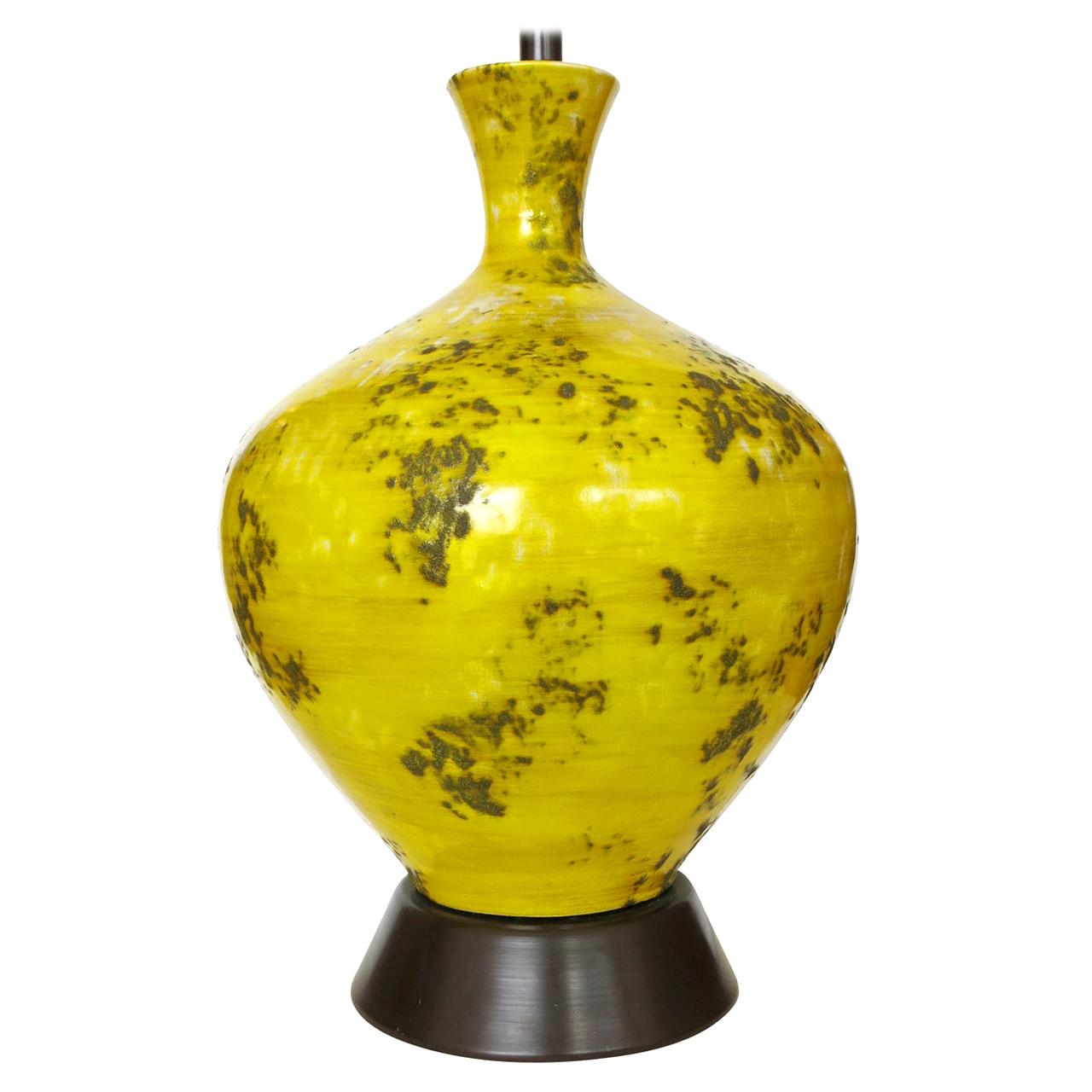 Large Midcentury Ceramic Lamp with Textured Glaze