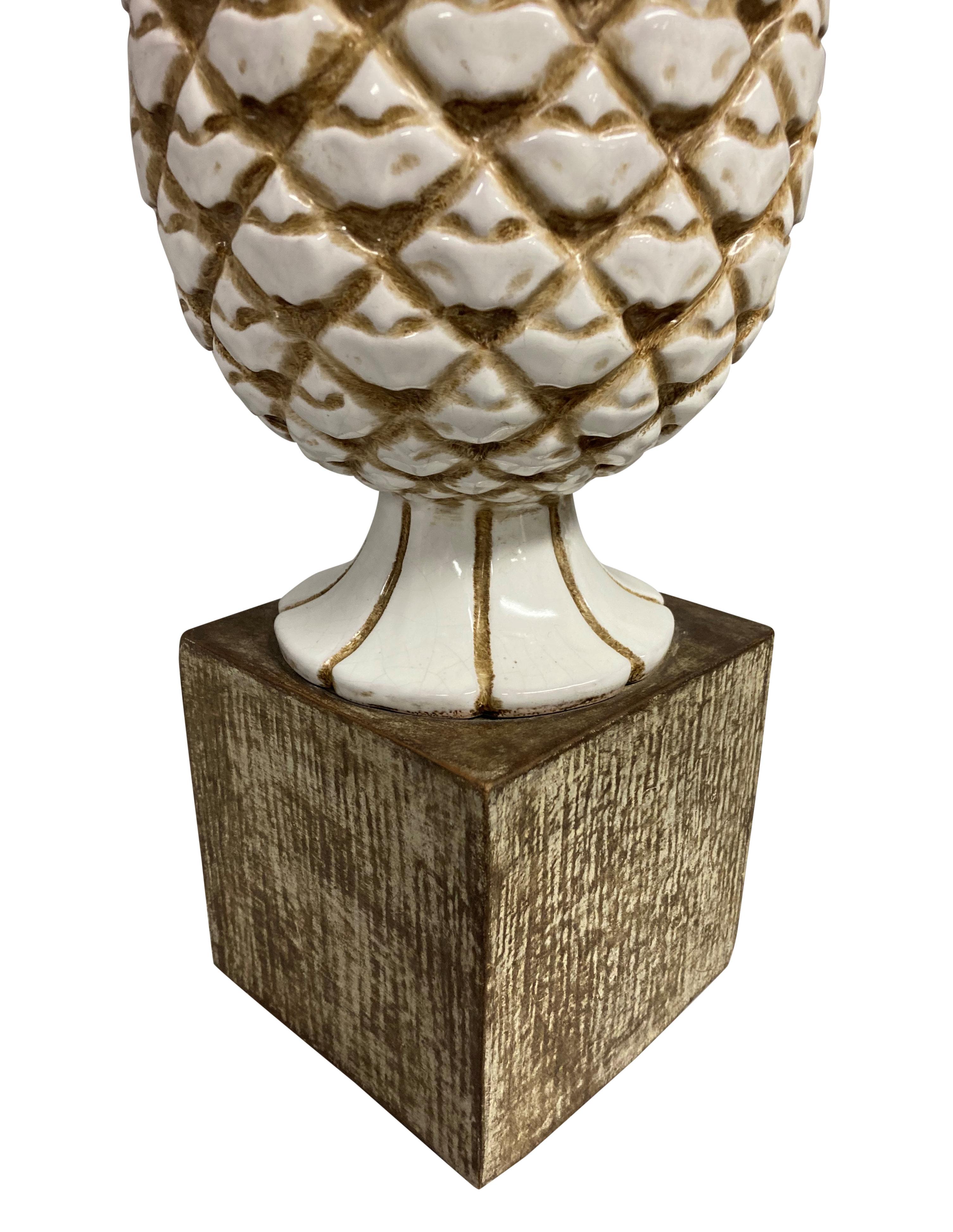 Mid-Century Modern Large Midcentury Ceramic Pineapple Lamp For Sale