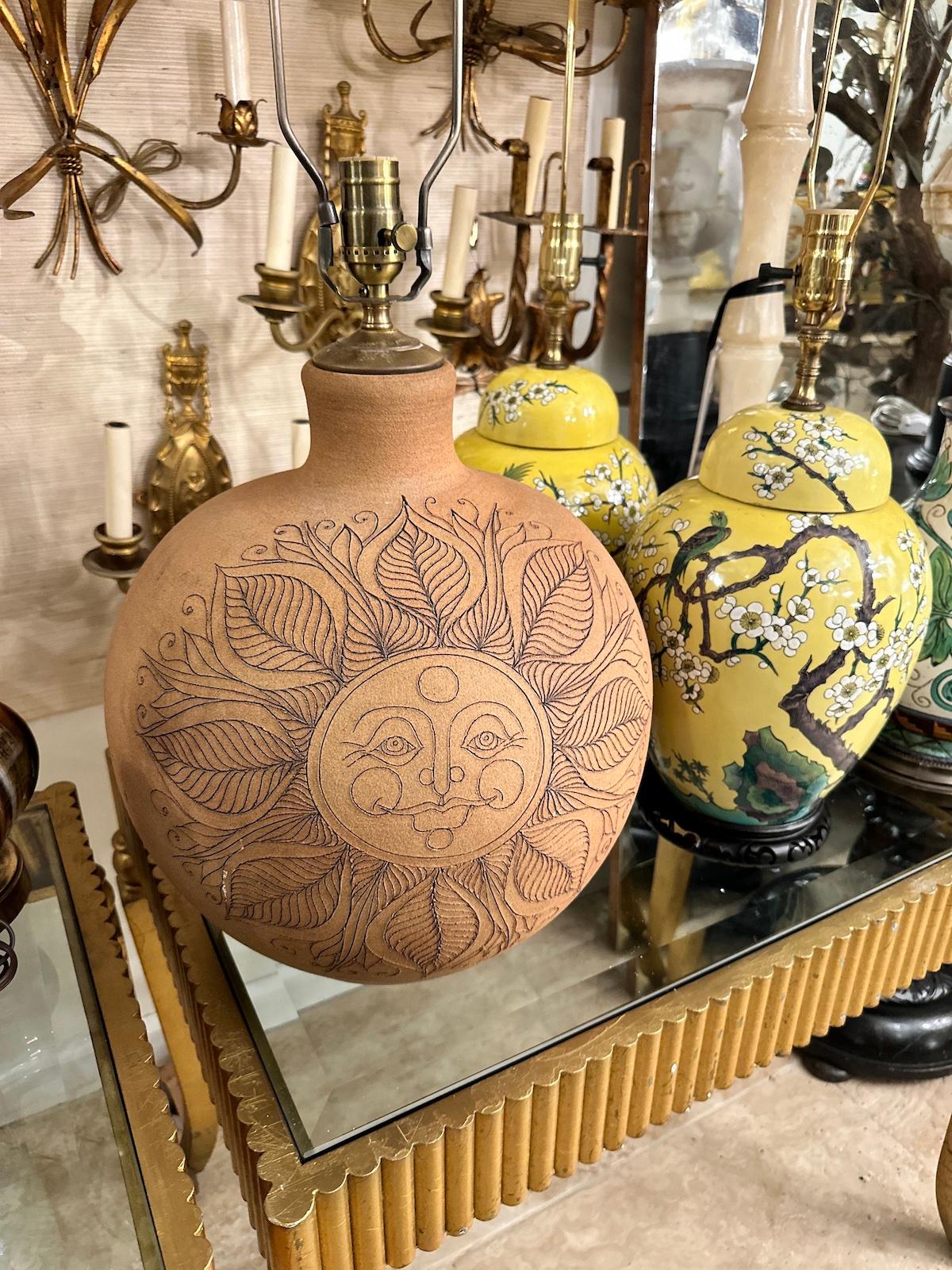 Große Keramik-Tischlampe aus der Mitte des Jahrhunderts (Mitte des 20. Jahrhunderts) im Angebot