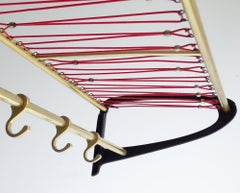 Large Midcentury Coat and Hat Rack Shelf, 1950s, Stilnovo Era