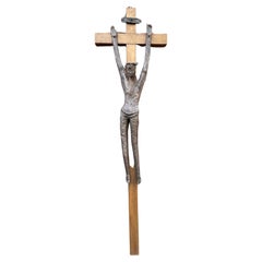 Unique and Large Crucifix with a Rare Size Hand Crafted Ceramic Corpus of Christ