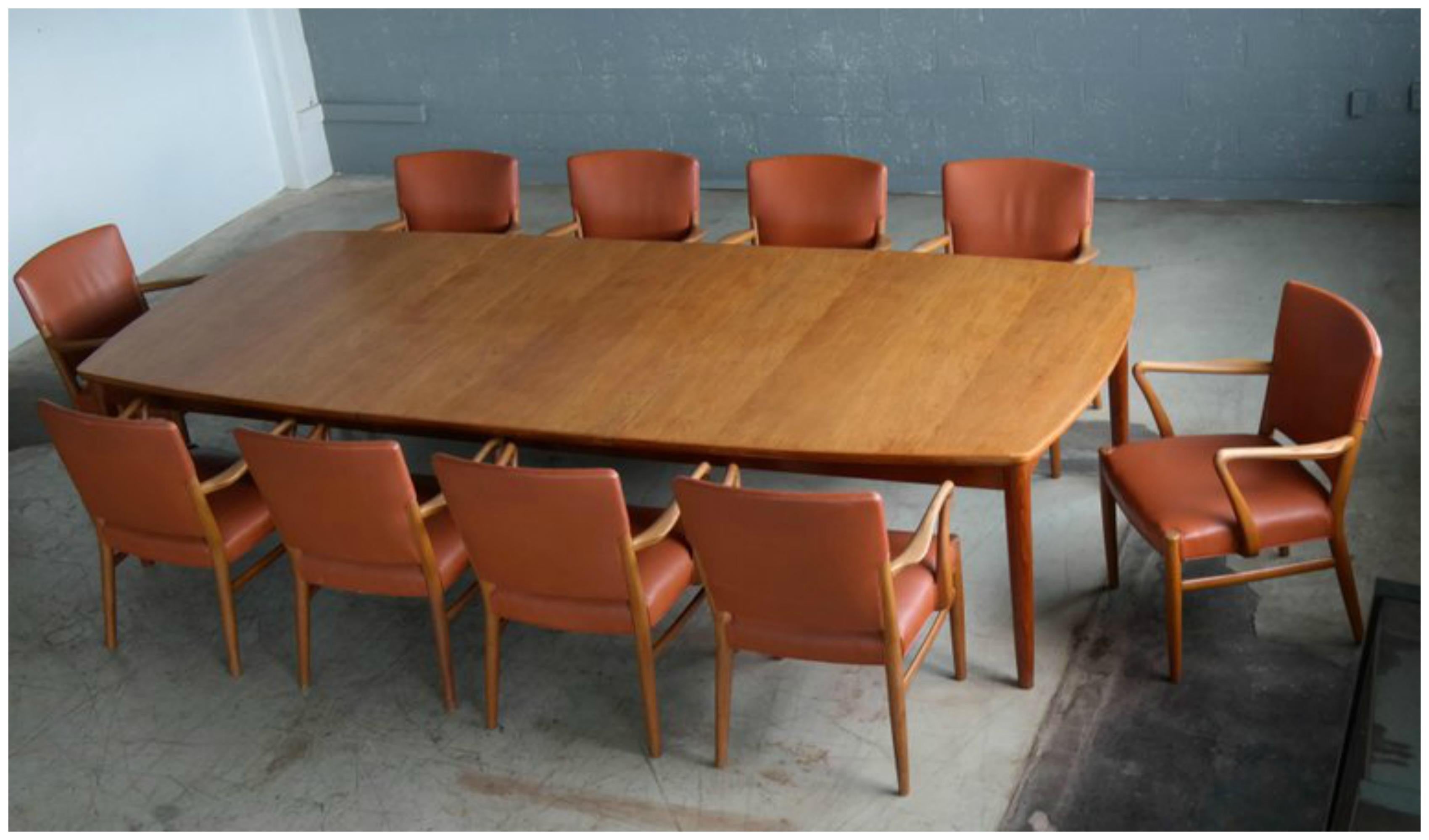 Large Midcentury Danish Sixteen Person Teak Dining or Conference Table 1